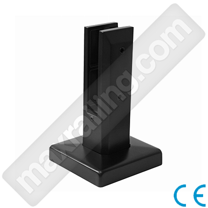 Квадратен държач на стъкло от 10мм. до 17,52мм. към под с капачка. Неръждаема стомана AISI 304. Черен мат.